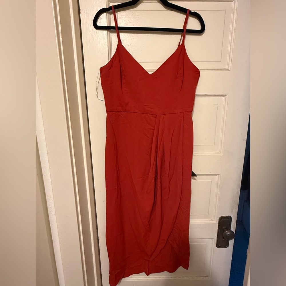 Lulus Reinette Rust Red Midi Dress